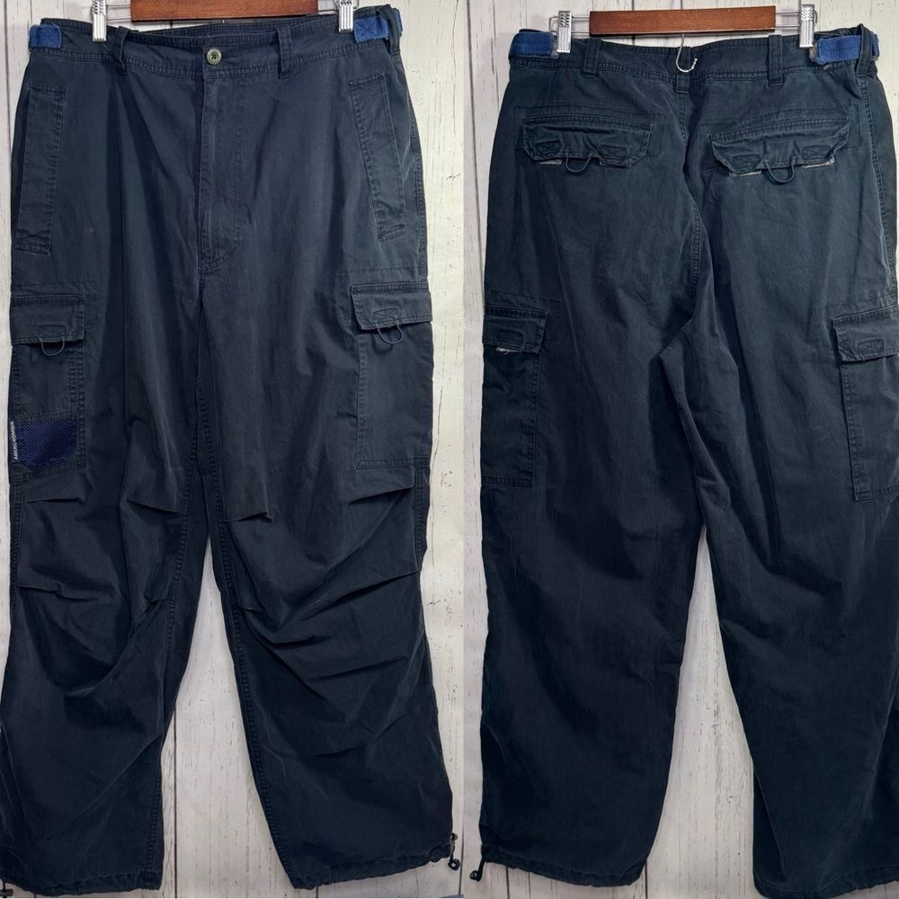 Abercrombie & Fitch Mens Navy Cargo Pants Utility Y2K Workwear Size L Fading